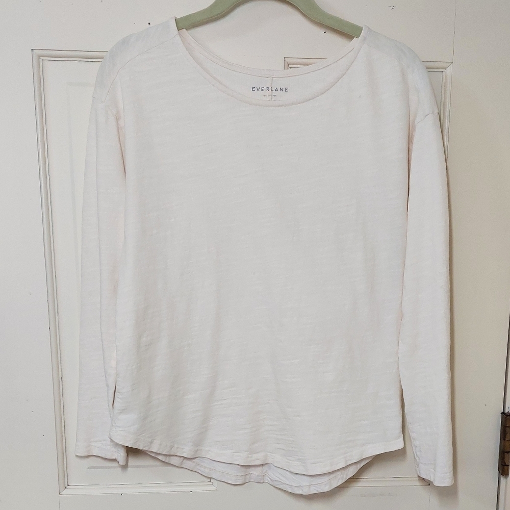 Everlane Textured Cotton Long-Sleeve Slub Tee, Size XS (runs big)